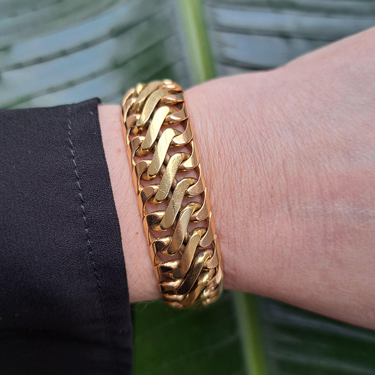 Antique Heavy Bi Colour 18ct Gold S Link Bracelet