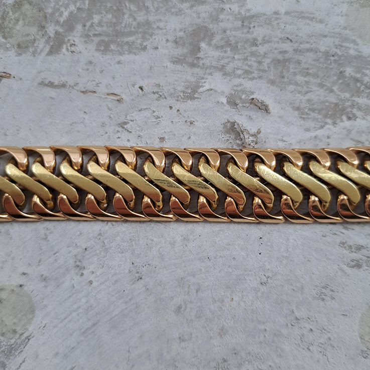 Antique Heavy 18ct Bi Colour S Link Gold Bracelet