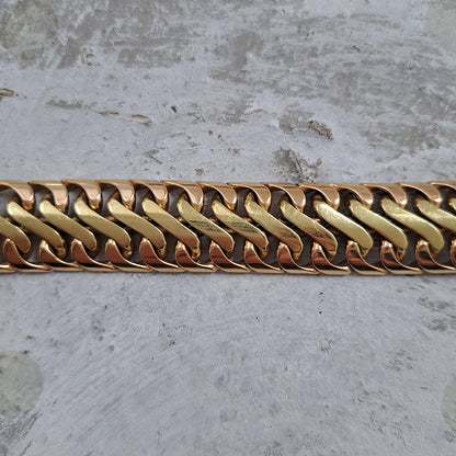 Antique Heavy 18ct Bi Colour S Link Gold Bracelet