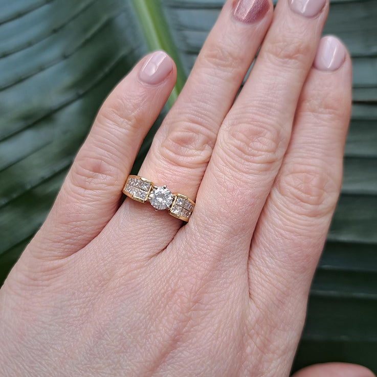 Vintage 0.65ct Diamond Ring with Princess Diamond Shoulders