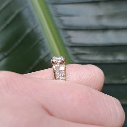 Vintage 0.65ct Diamond Solitaire Engagement Ring with Princess Diamond Shoulders