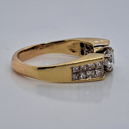 Vintage 0.65ct Diamond Solitaire Engagement Ring with Princess Diamond Shoulders