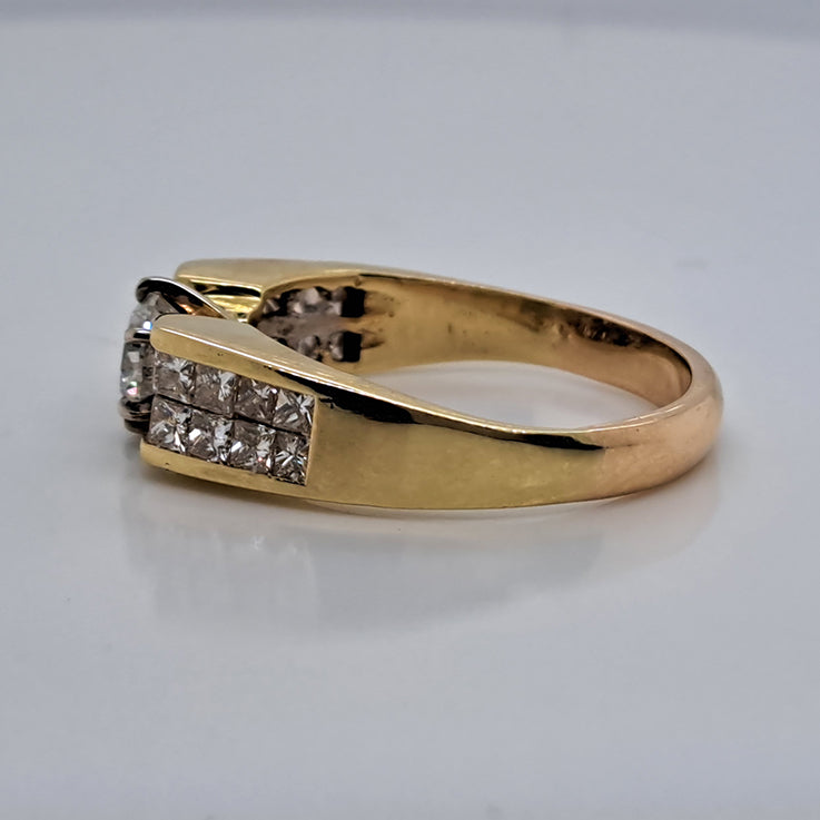 Vintage 0.65ct Diamond Solitaire Engagement Ring with Princess Diamond Shoulders