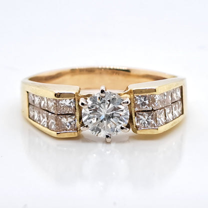 Vintage 0.65ct Diamond Solitaire Engagement Ring with Princess Diamond Shoulders