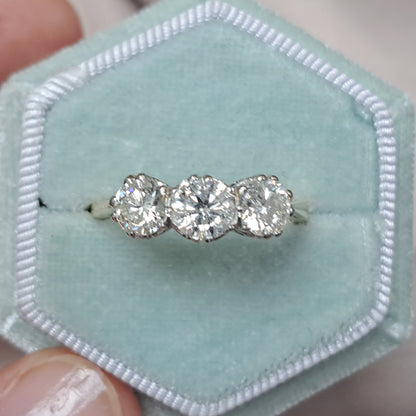 1.60ct Diamond Three Stone Engagement Ring in Platinum and 18ct Gold 1.60 carats