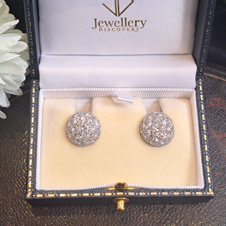 Art Deco 4ct Diamond Bombe Cluster Earrings in platinum