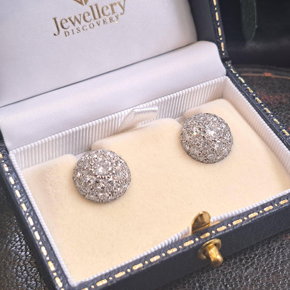 Art Deco 4ct Diamond Bombe Cluster Earrings in platinum