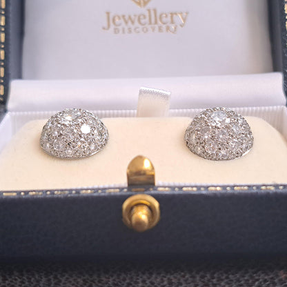 Art Deco 4ct Diamond Bombe Cluster Earrings in platinum