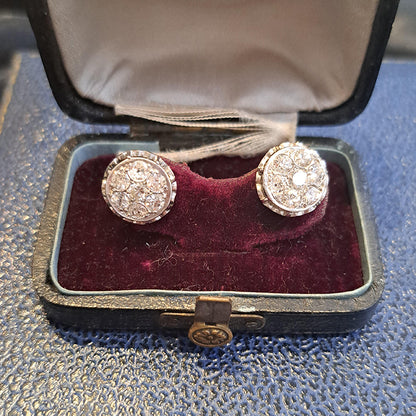 Vintage Diamond Cluster Stud Earrings, 1.50 carats