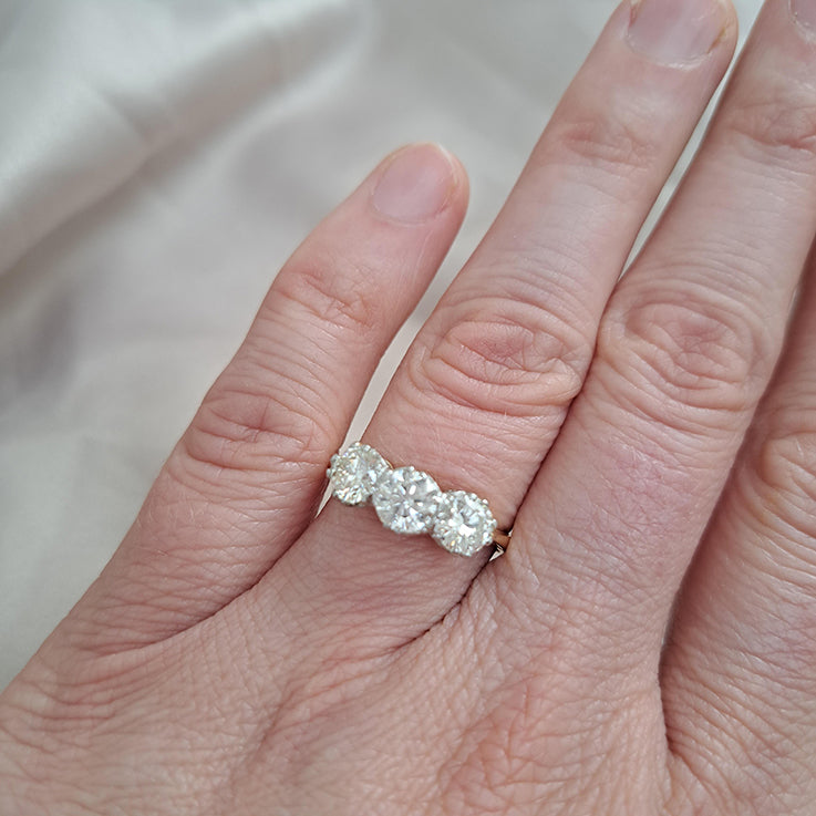 1.60ct Diamond Three Stone Ring in Platinum and 18ct Gold