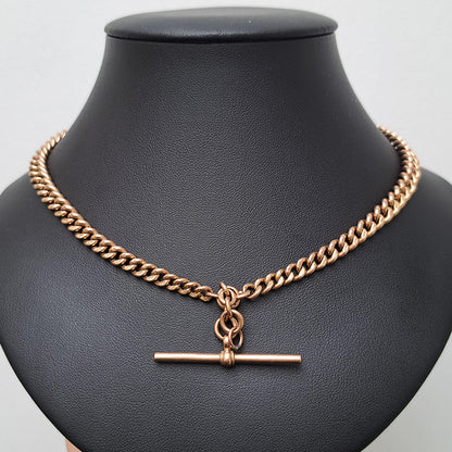 Edwardian Antique 9ct Rose Gold Albert Chain Necklace