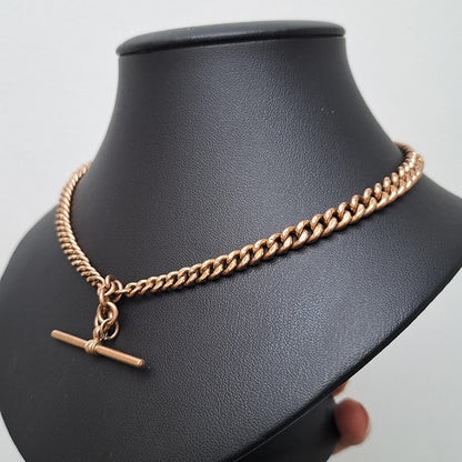 Edwardian Antique 9ct Rose Gold Albert Chain Necklace
