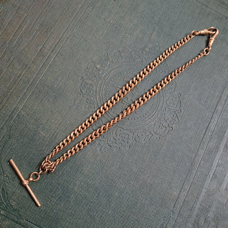 Edwardian Antique 9ct Rose Gold Albert Chain Necklace
