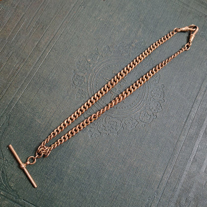 Edwardian Antique 9ct Rose Gold Albert Chain Necklace