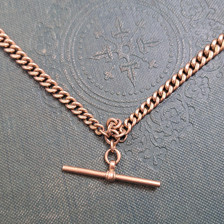 Edwardian Antique 9ct Rose Gold Albert Chain Necklace