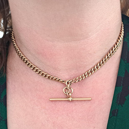 Edwardian Antique 9ct Rose Gold Albert Chain Necklace
