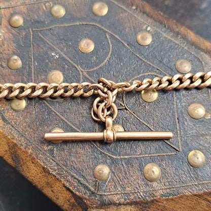 Edwardian Antique 9ct Rose Gold Albert Chain Necklace