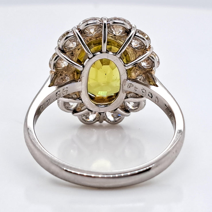 Fine 7.78ct Sphene and 2.56ct Diamond Cluster Ring in Platinum rare gemstone