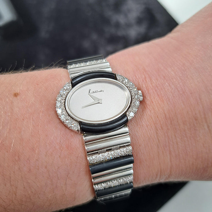 Vintage Kutchinsky Watch by Chopard with Onyx and Diamonds
