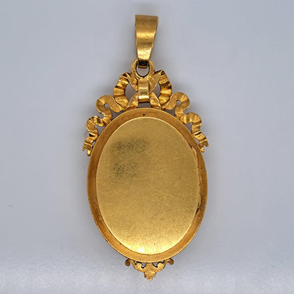 Late Victorian Antique French Multi Colour Enamel Butterfly 18ct Yellow Gold Locket Pendant with Pearls