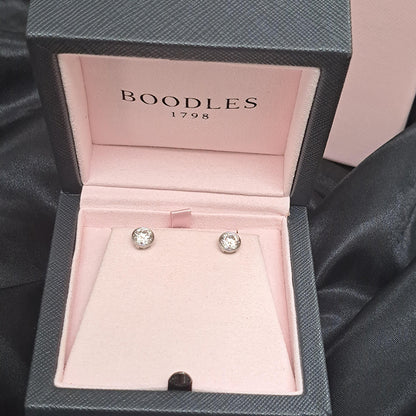 GIA Certified Boodles 2ct Diamond Solitaire Stud Earrings in Platinum