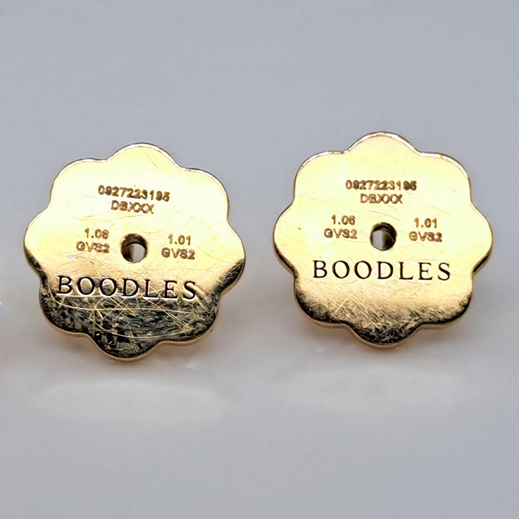 Boodles 2ct Diamond Solitaire Stud Earrings in 18ct Yellow Gold with GIA Certificates