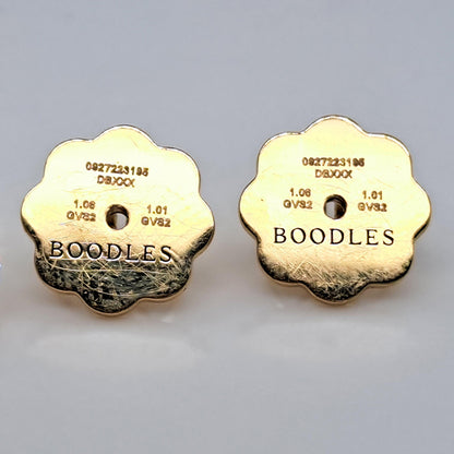 Boodles 2ct Diamond Solitaire Stud Earrings in 18ct Yellow Gold with GIA Certificates