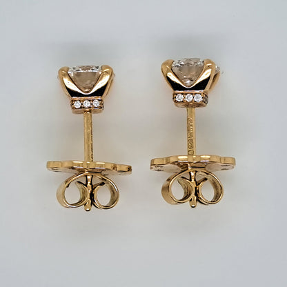 Boodles 2ct Diamond Solitaire Stud Earrings in 18ct Yellow Gold with GIA Certificates