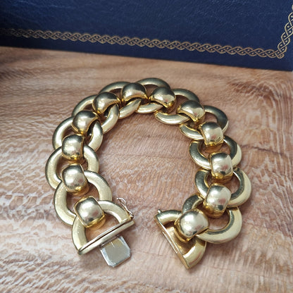 Retro Design 18ct Yellow Gold Fancy Circle Link Slinky Rollerball Bracelet