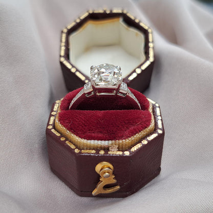 Art Deco 2.54ct Old Mine Cushion Cut Diamond Engagement Ring