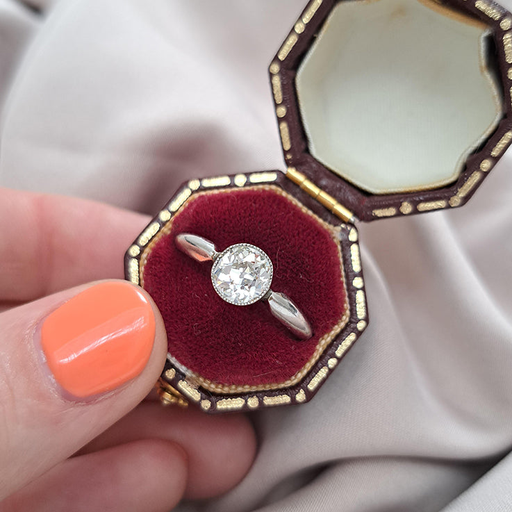Antique Edwardian 1.15ct Old Cut Diamond Ring