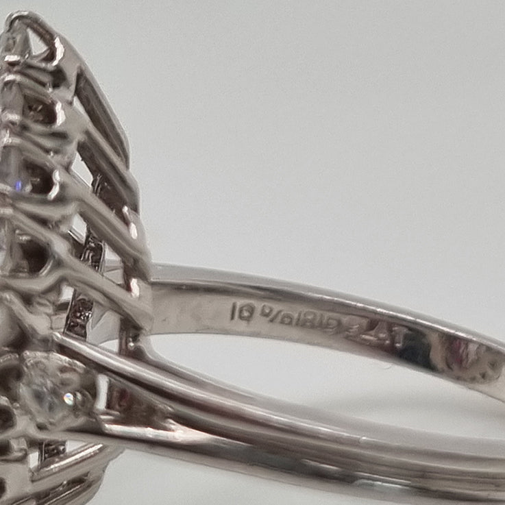 Vintage GIA Certified D Colour Diamond and Ruby Marquise Navette Cluster Ring in Platinum