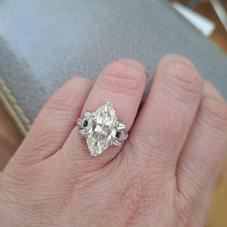 Vintage 5ct Marquise Diamond Ring