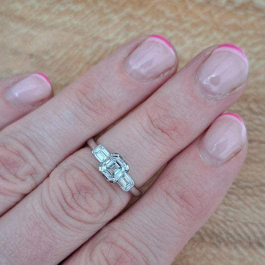 0.60ct Asscher Cut Diamond Engagement Ring with Baguette Shoulders
