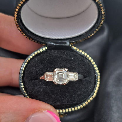 0.60ct Asscher Cut Diamond Engagement Ring with Baguette Shoulders