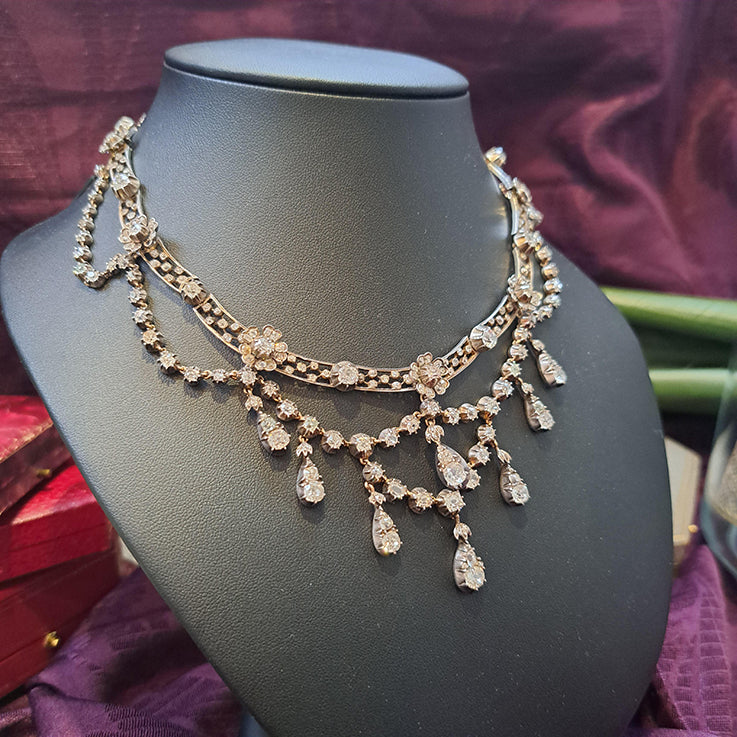 Antique German Belle Epoque 20cts Diamond Necklace By Royal Court Jewellers H Buckmann, Circa 1905