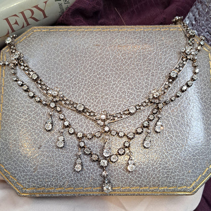 Antique German Belle Epoque 20cts Diamond Necklace By Royal Court Jewellers H Buckmann, Circa 1905