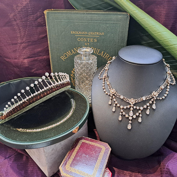 Antique French Diamond Fringe Tiara Necklace