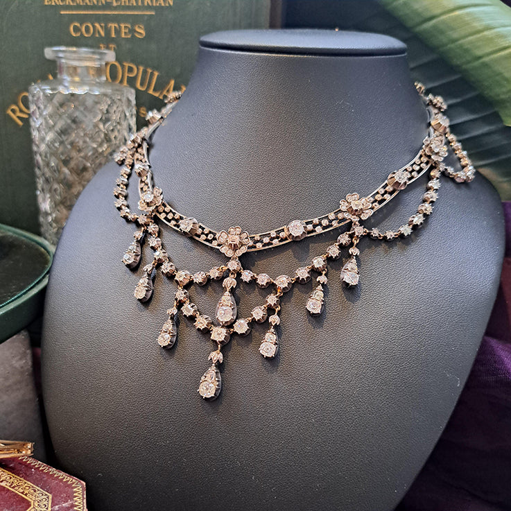 Antique German Belle Epoque 20cts Diamond Necklace By Royal Court Jewellers H Buckmann, Circa 1905