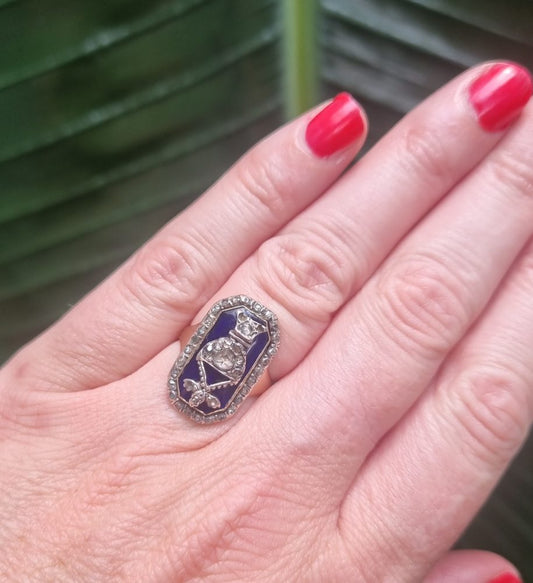 Antique Georgian Enamel and Diamond Ring