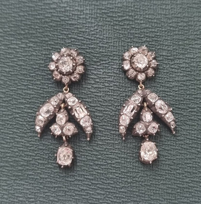 Antique Georgian Diamond Drop Earrings, Circa 1830