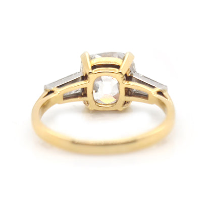 Antique 19th Century 3.76ct Cushion Old Cut Diamond Ring