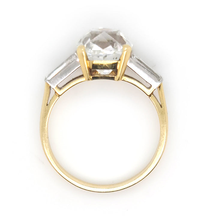 Antique 19th Century Cushion Old Cut 3.76ct Diamond Ring