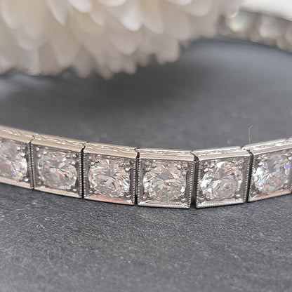 Diamond Line Bracelet in 18ct White Gold, 7 carat total