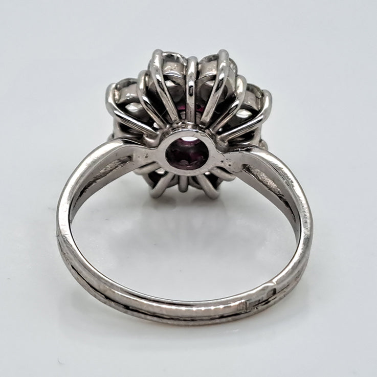 Certified 1.15ct Natural No Heat Ruby and Diamond Flower Cluster Engagement Ring