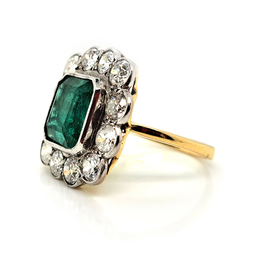 5.50ct Zambian Emerald and Diamond Floral Cluster Ring