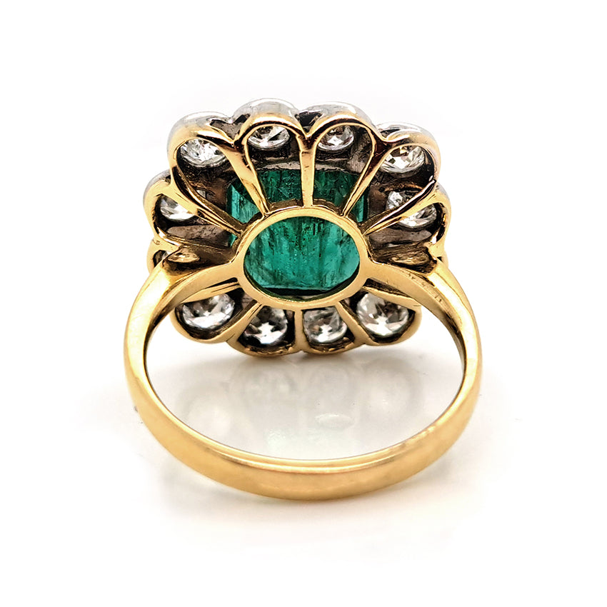 5.50ct Zambian Emerald and Diamond Floral Cluster Ring