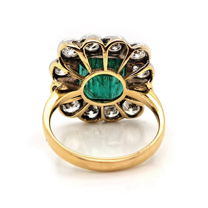 5.50ct Zambian Emerald and Diamond Floral Cluster Ring