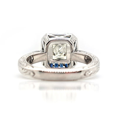 1.19ct Princess Cut Diamond and Sapphire Target Ring
