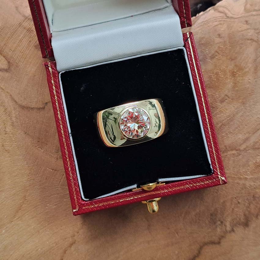 2.80ct Yellow Diamond Solitaire 18ct Yellow Gold Wide Band Ring